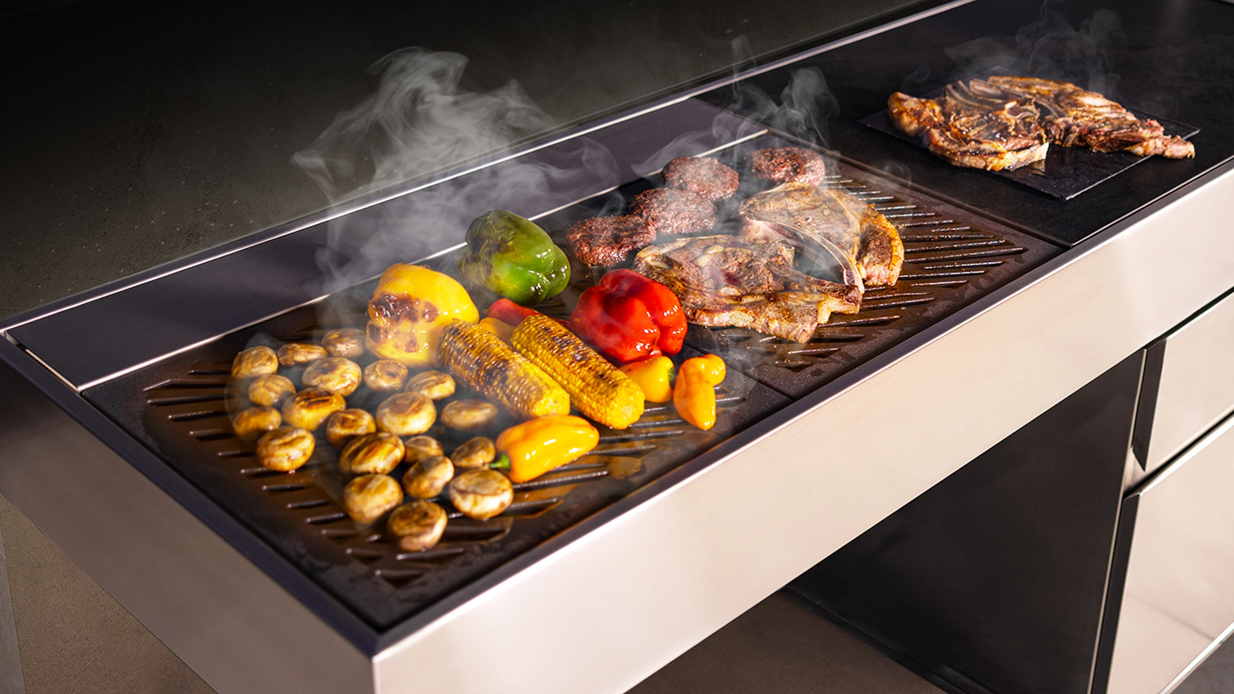 outdoor kitchen charcoal grill