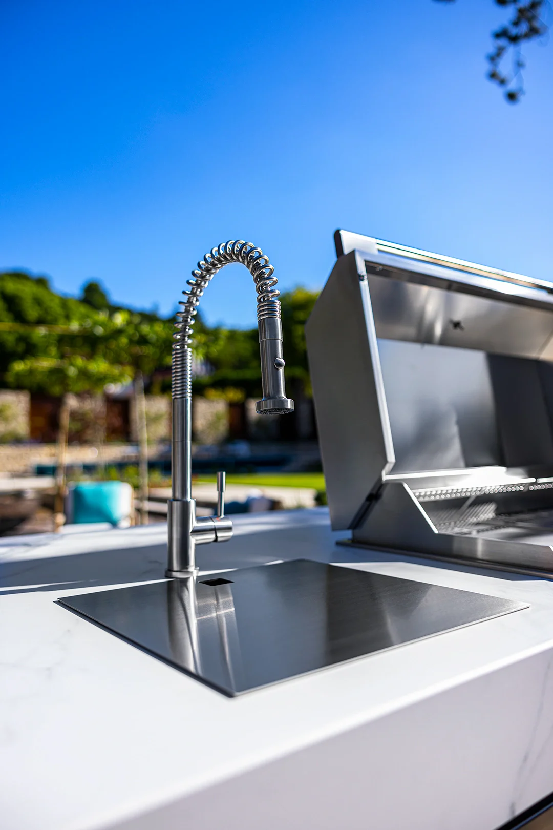 outdoor kitchen island with seating