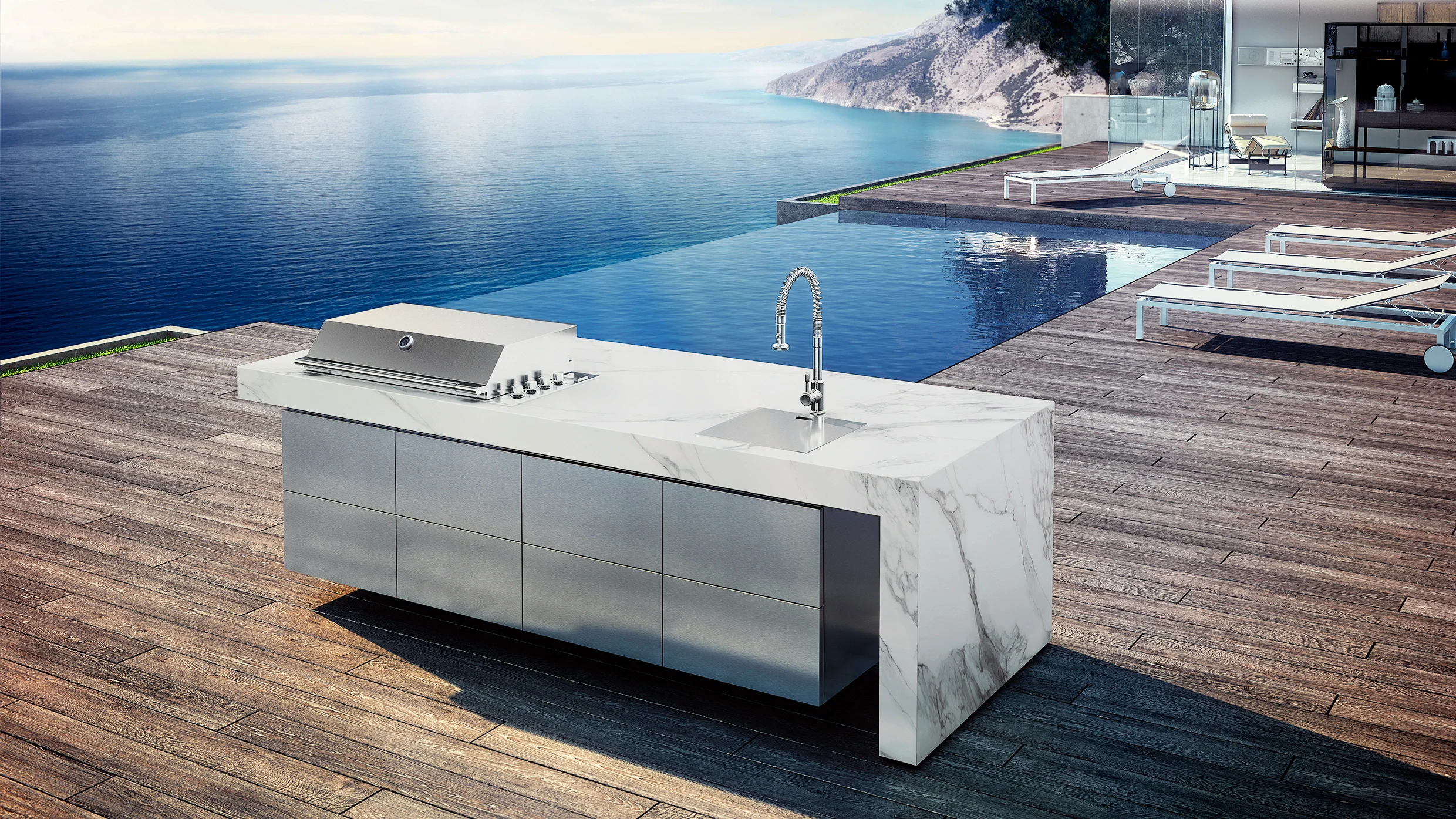 Outdoor kitchen online island with sink