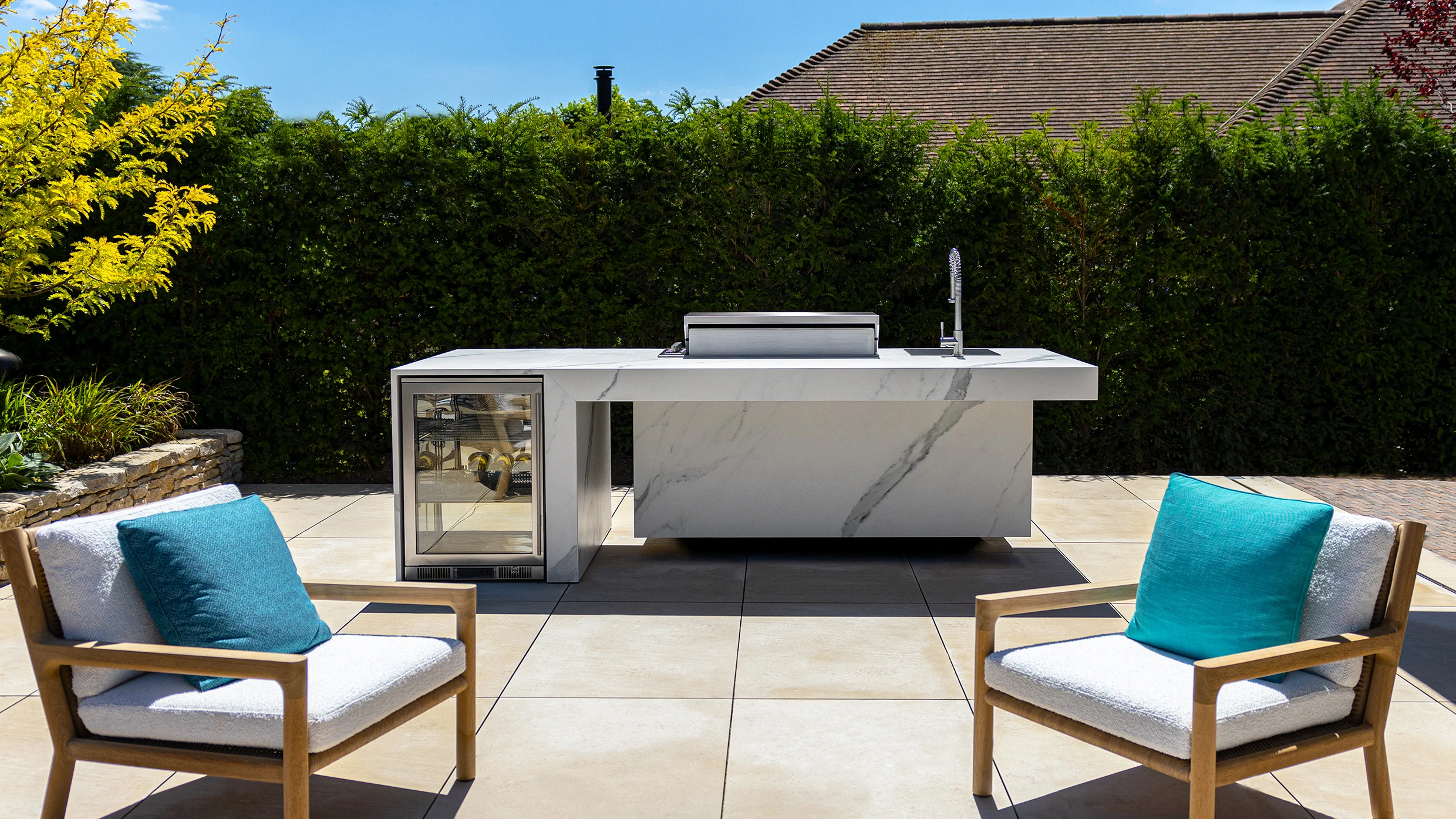 outdoor kitchen island with seating