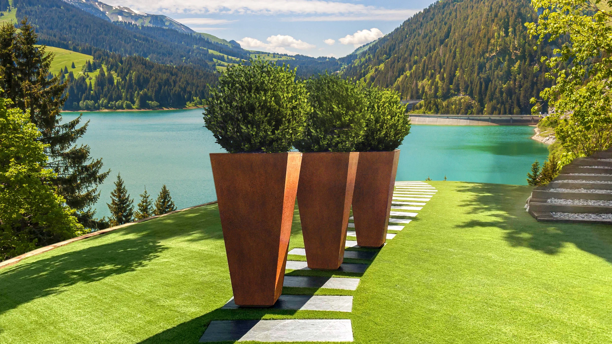 large modern outdoor planters