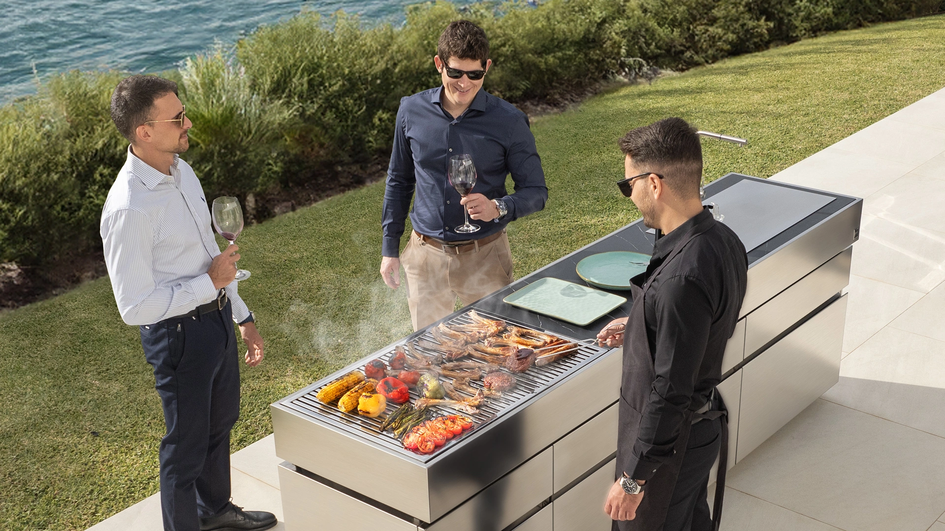 outdoor kitchen charcoal bbq
