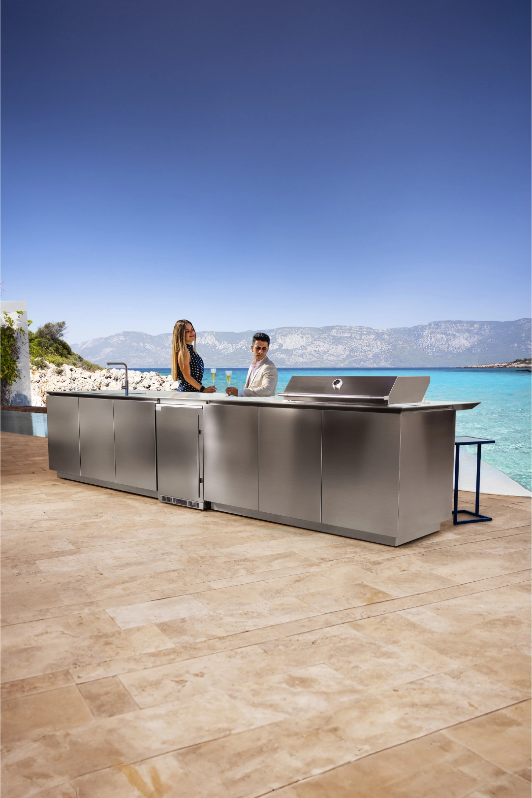 stainless steel outdoor kitchen countertop
